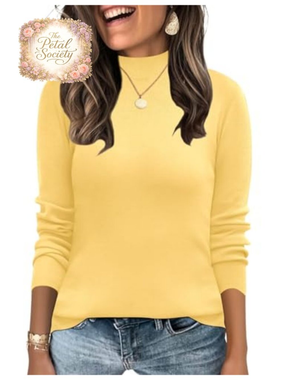 Mock Neck Sweater Womens Long Sleeve Lightweight Knit Pullover Loose Fit